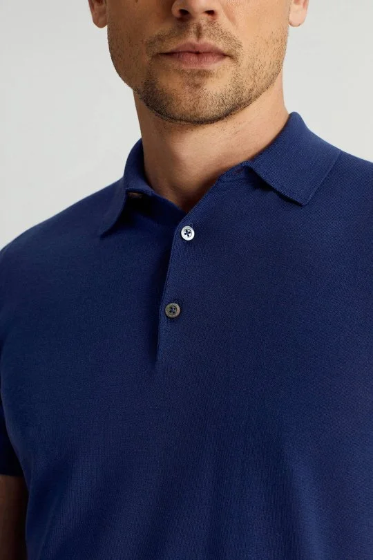 Hemington - İtalyan Merino Yün Basic Mavi Triko Polo (3)