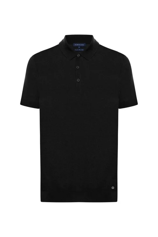 Hemington - İtalyan Merino Yün Basic Siyah Triko Polo (6)