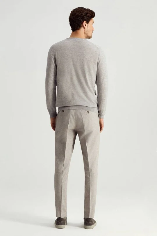 Hemington - İtalyan Merino Yün Düğmeli Açık Gri Triko Hırka (5)