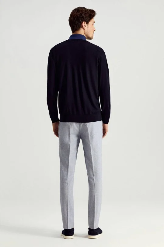 Hemington - İtalyan Merino Yün Düğmeli Lacivert Triko Hırka (5)