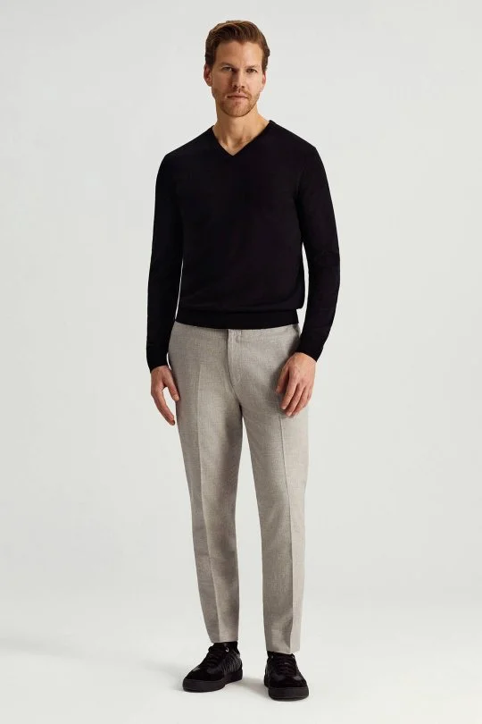 Hemington - İtalyan Merino Yün V Yaka Siyah Triko (3)