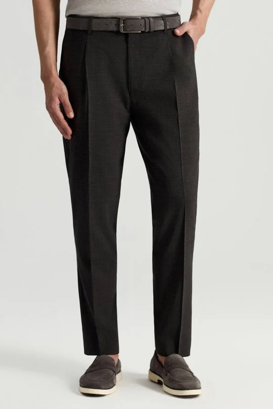 Hemington - İtalyan Saf Yün Antrasit Klasik Dokuma Pantolon (2)
