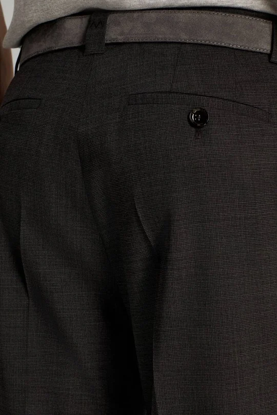 Hemington - İtalyan Saf Yün Antrasit Klasik Dokuma Pantolon (5)