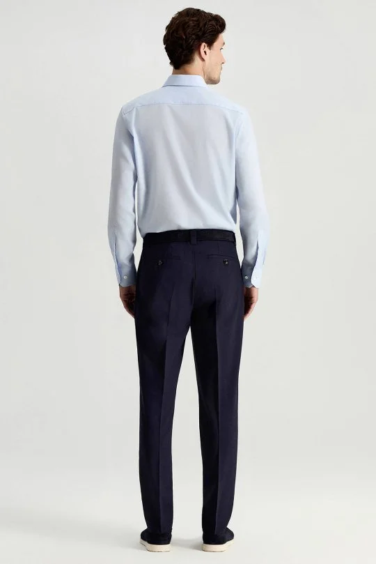 Hemington - İtalyan Saf Yün Lacivert Klasik Dokuma Pantolon (5)
