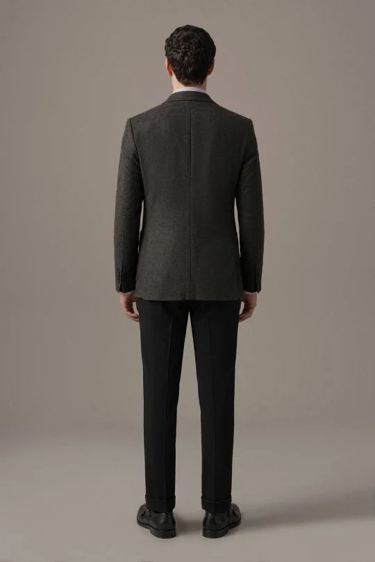 İtalyan Yün Kaşmir Siyah Blazer Ceket