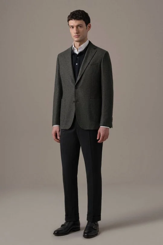 İtalyan Yün Kaşmir Siyah Blazer Ceket