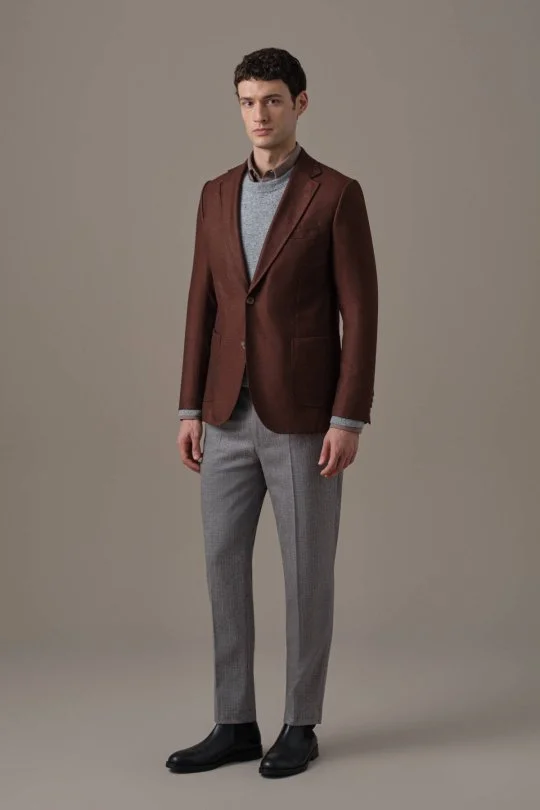 Hemington - İtalyan Yün Kaşmir Karışım Bordo Blazer Ceket (2)