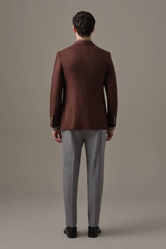 Hemington - İtalyan Yün Kaşmir Karışım Bordo Blazer Ceket (5)