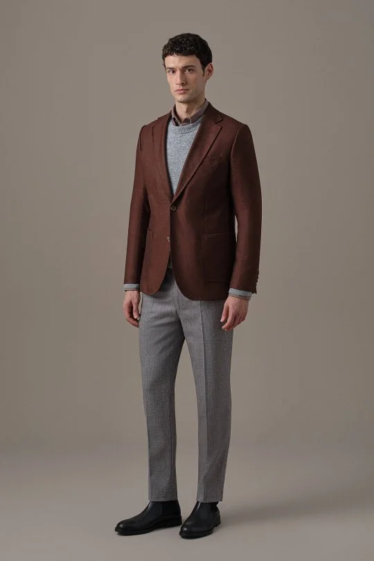 Hemington - İtalyan Yün Kaşmir Bordo Blazer Ceket (2)
