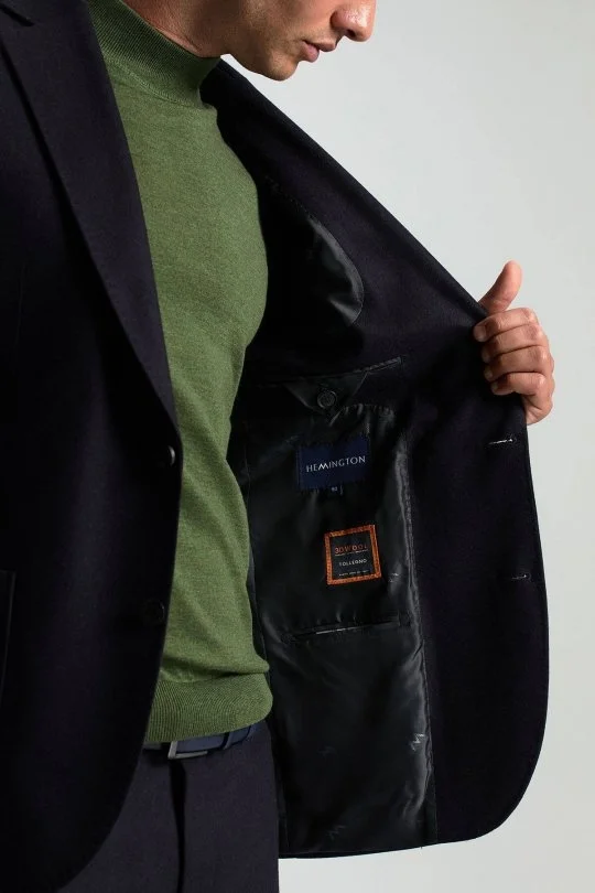 Hemington - İtalyan Yün Kaşmir Karışım Koyu Lacivert Blazer Ceket (4)