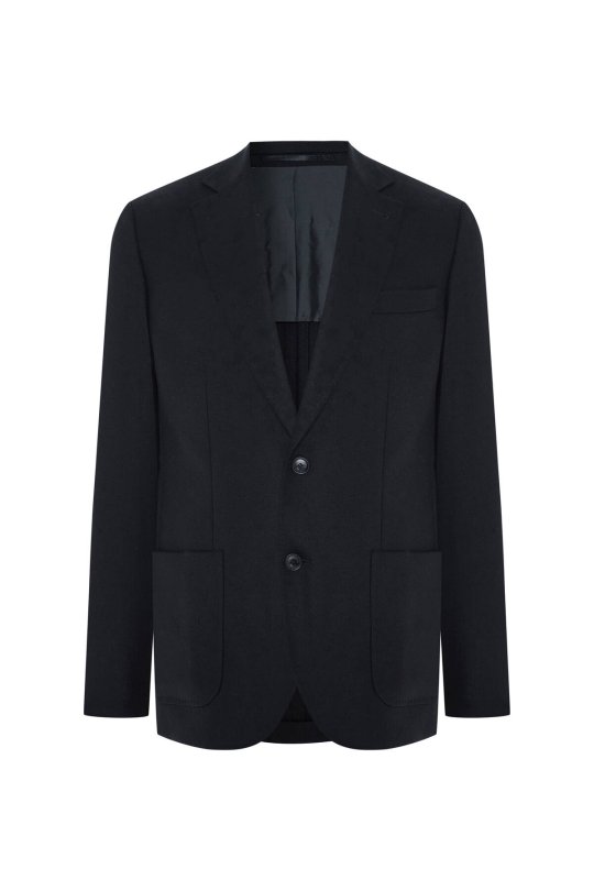 İtalyan Yün Kaşmir Karışım Koyu Lacivert Blazer Ceket