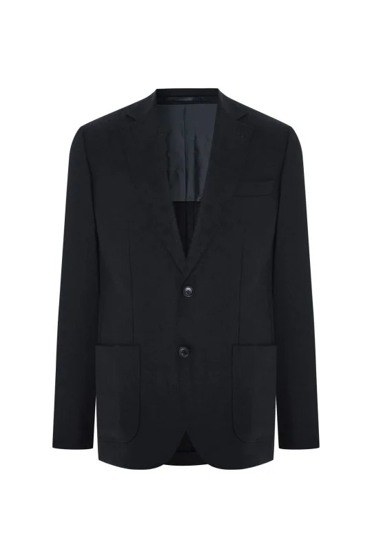 Hemington - İtalyan Yün Kaşmir Karışım Koyu Lacivert Blazer Ceket (6)