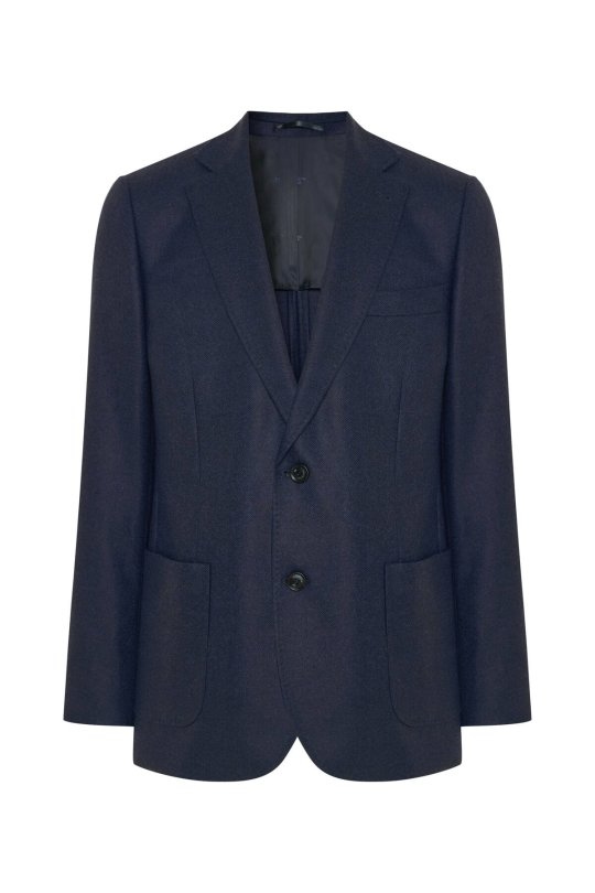 İtalyan Yün Kaşmir Karışım Lacivert Blazer Ceket