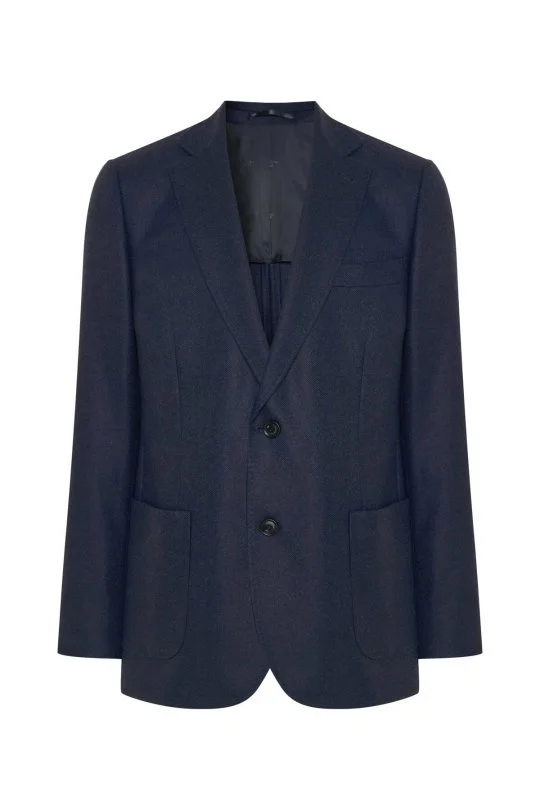 Hemington - İtalyan Yün Kaşmir Karışım Lacivert Blazer Ceket (6)