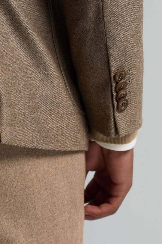 İtalyan Yün Kaşmir Karışım Tütün Rengi Blazer Ceket