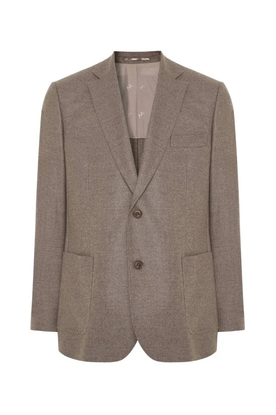 Hemington - İtalyan Yün Kaşmir Karışım Tütün Rengi Blazer Ceket (6)