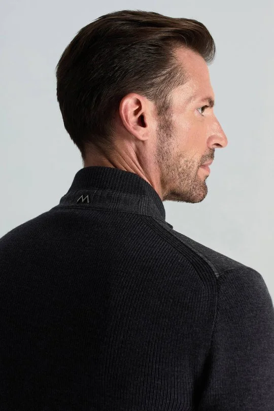 Hemington - İtalyan Yün Kumaş Ekose Desen Antrasit Tailored Triko Ceket (4)