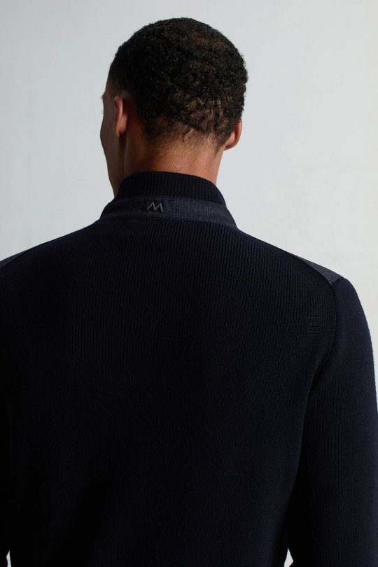 İtalyan Yün Kumaş Ekose Desen Lacivert Tailored Triko Ceket