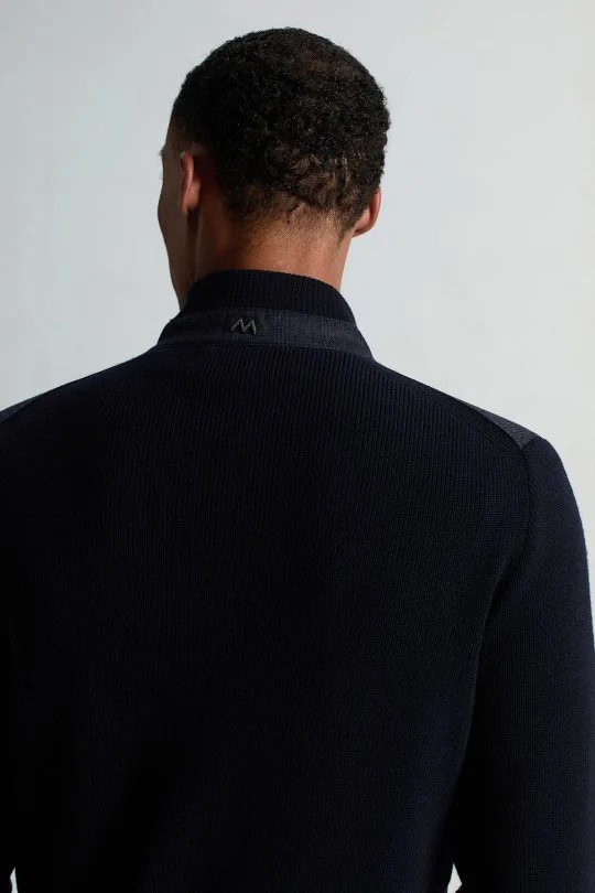 Hemington - İtalyan Yün Kumaş Ekose Desen Lacivert Tailored Triko Ceket (4)