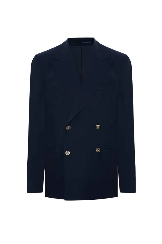 İtalyan Yün Lacivert Yazlık Kruvaze Ceket