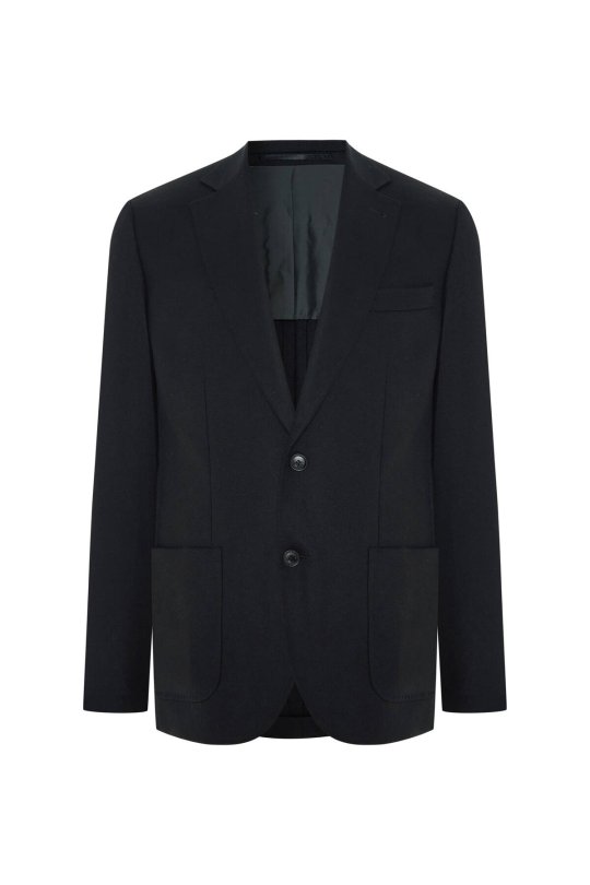 İtalyan Yün Kaşmir Karışım Siyah Blazer Ceket
