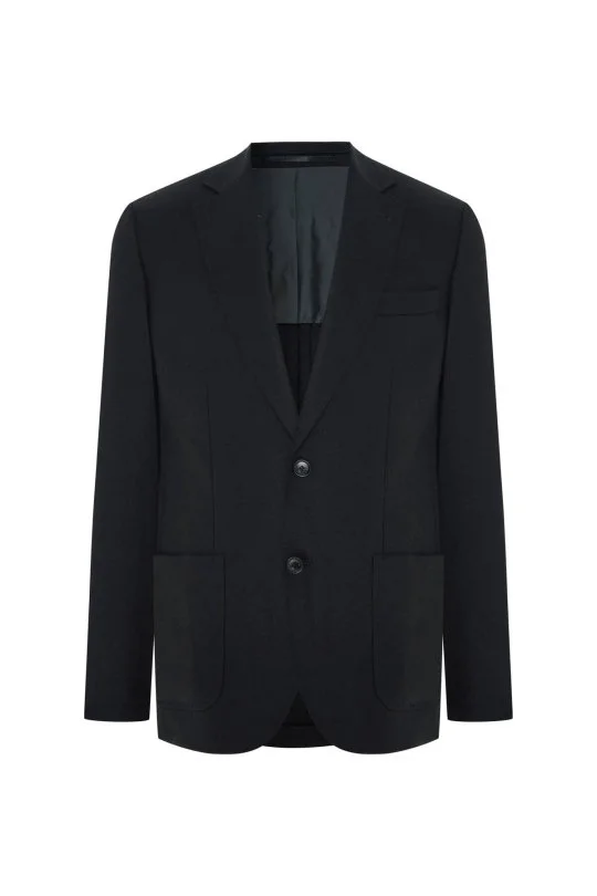 Hemington - İtalyan Yün Kaşmir Karışım Siyah Blazer Ceket (6)