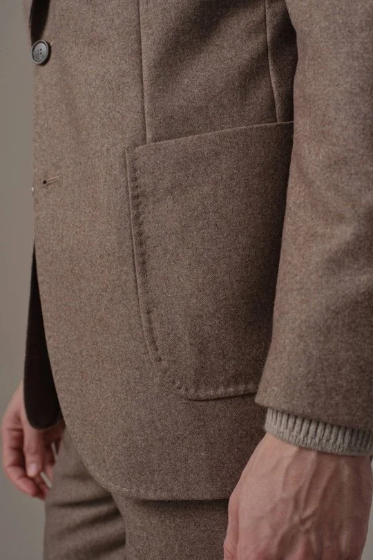 Saf Kaşmir Tütün Rengi Blazer Ceket