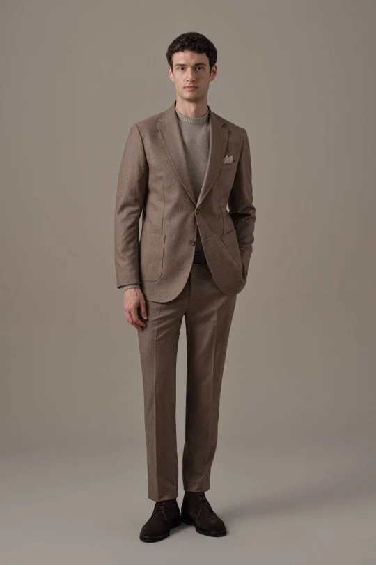 Saf Kaşmir Tütün Rengi Blazer Ceket