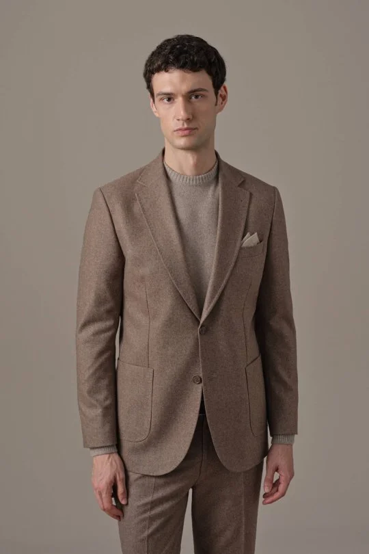Saf Kaşmir Tütün Rengi Blazer Ceket