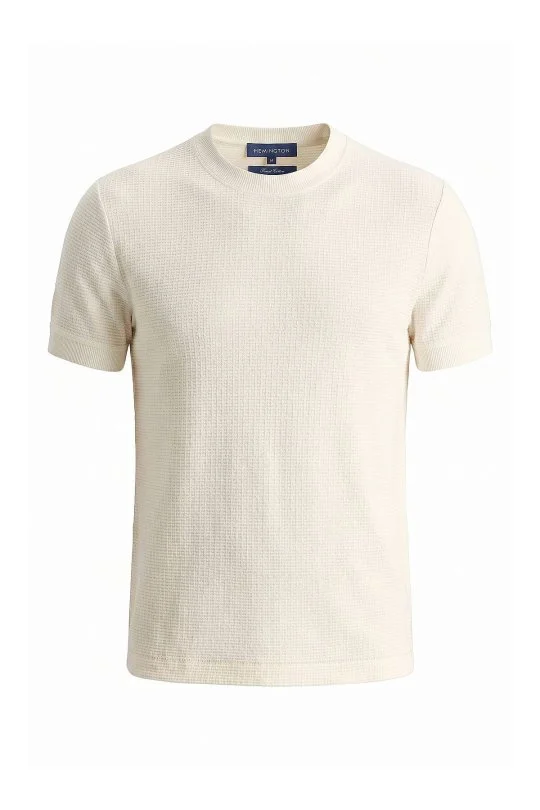 Hemington - Jakar Desen Saf Pamuk Bisiklet Yaka Beyaz T-Shirt (6)