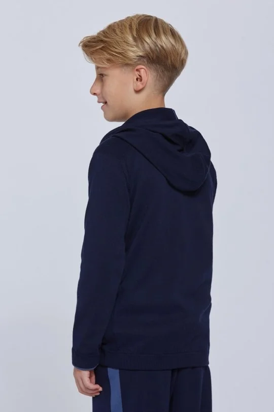 Hemington - Kapüşonlu Giza Pamuk Lacivert Çocuk Spor Hırka (3)