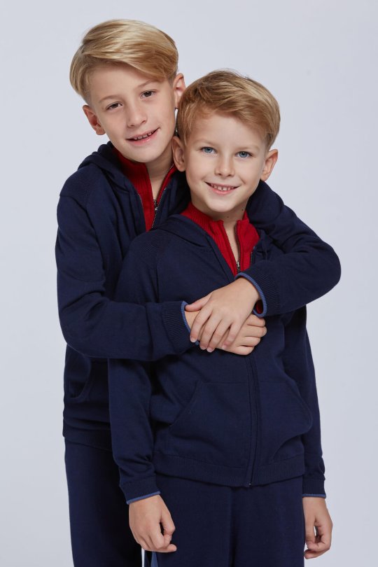 Kapüşonlu Giza Pamuk Lacivert Çocuk Spor Hırka