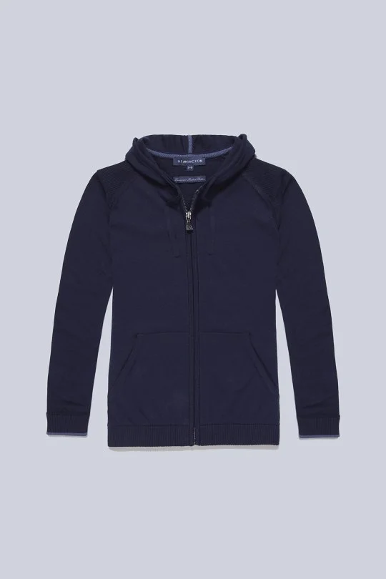 Hemington - Kapüşonlu Giza Pamuk Lacivert Çocuk Spor Hırka (7)