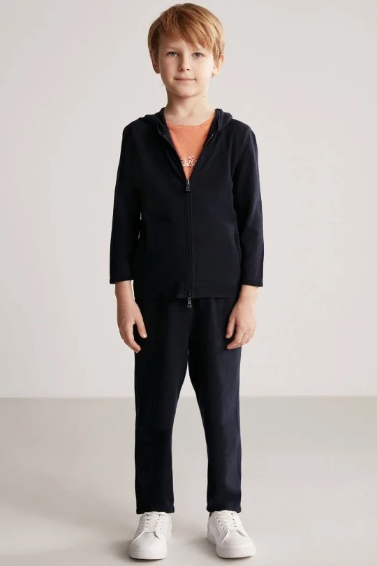 Hemington - Kapüşonlu Lacivert İnce Çocuk Hırka (1)