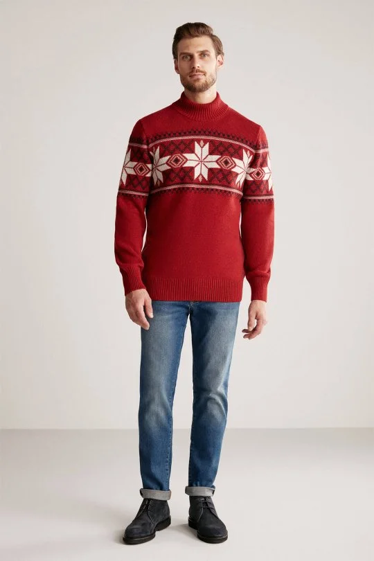 Hemington - Kar Desen Lupetto Yaka Lambswool Bordo Kazak (4)