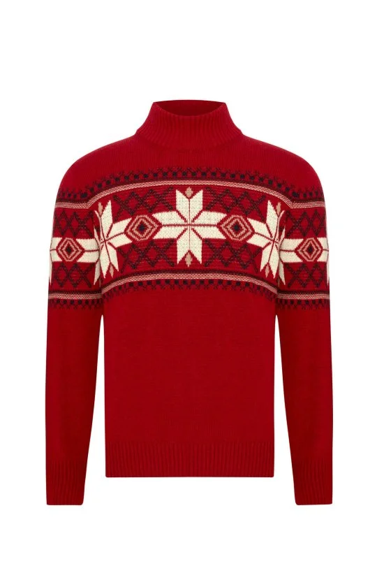 Hemington - Kar Desen Lupetto Yaka Lambswool Bordo Kazak (7)