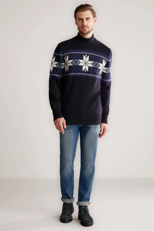 Hemington - Kar Desen Lupetto Yaka Lambswool Lacivert Kazak (1)