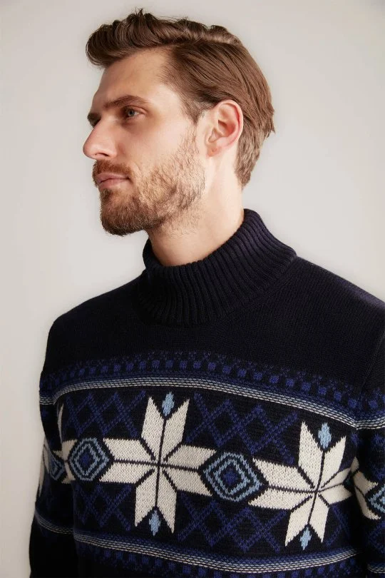 Hemington - Kar Desen Lupetto Yaka Lambswool Lacivert Kazak (2)