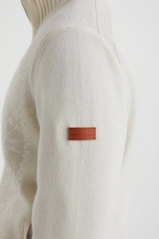 Hemington - Kar Desen Nakışlı Kaşmir Yün Karışım Ekru Triko Ceket (6)