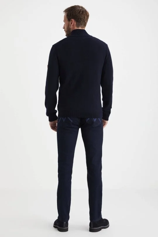 Hemington - Kar Desen Nakışlı Kaşmir Yün Karışım Lacivert Triko Ceket (4)