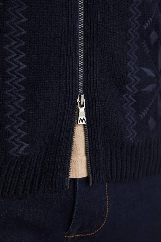 Hemington - Kar Desen Nakışlı Kaşmir Yün Karışım Lacivert Triko Ceket (6)