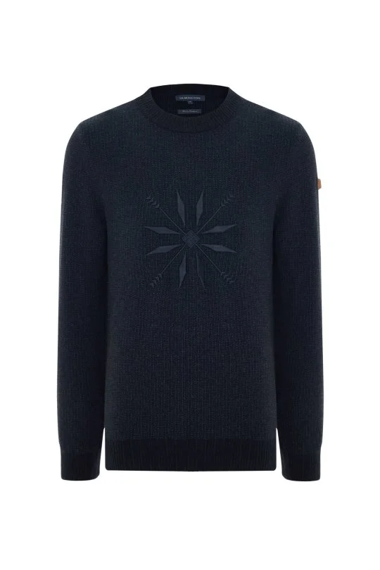 Hemington - Kaşmir Yün Karışım Kar Desenli Bisiklet Yaka Lacivert Kazak (6)