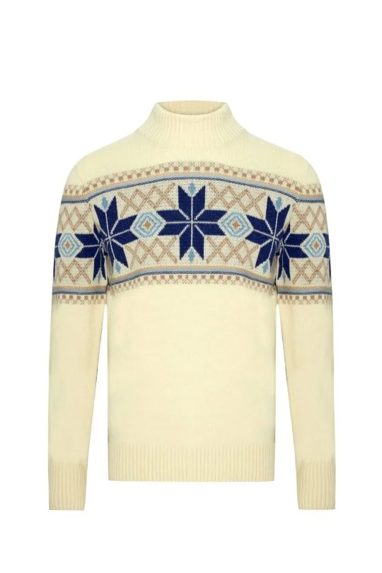 Hemington - Kar Desen Yarım Balıkçı Yaka Lambswool Ekru Kazak (8)