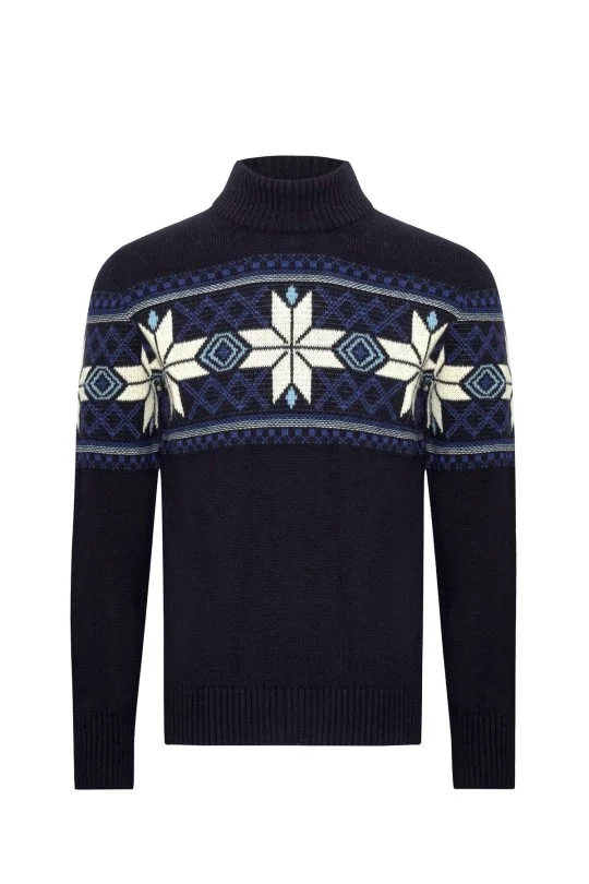 Hemington - Kar Desen Yarım Balıkçı Yaka Lambswool Lacivert Kazak (8)