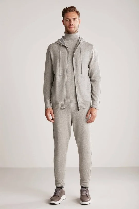 Hemington - Kaşmir-İpek Karışım Kapüşonlu Gri Spor Ceket (1)
