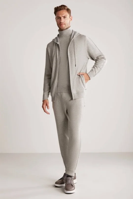 Hemington - Kaşmir-İpek Karışım Kapüşonlu Gri Spor Ceket (3)