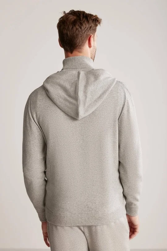 Hemington - Kaşmir-İpek Karışım Kapüşonlu Gri Spor Ceket (4)