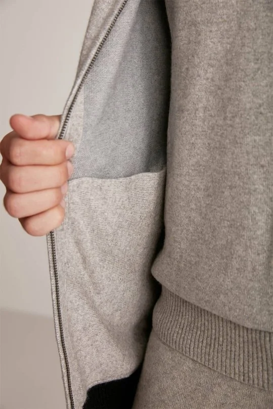 Hemington - Kaşmir-İpek Karışım Kapüşonlu Gri Spor Ceket (5)