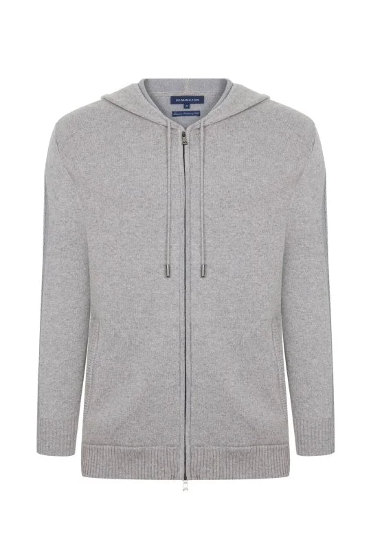 Hemington - Kaşmir-İpek Karışım Kapüşonlu Gri Spor Ceket (7)
