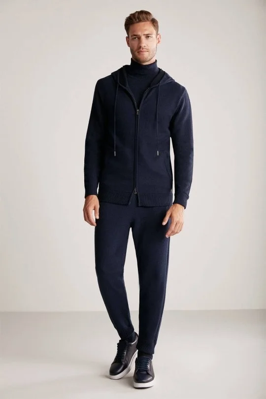 Hemington - Kaşmir-İpek Karışım Kapüşonlu Lacivert Spor Ceket (3)